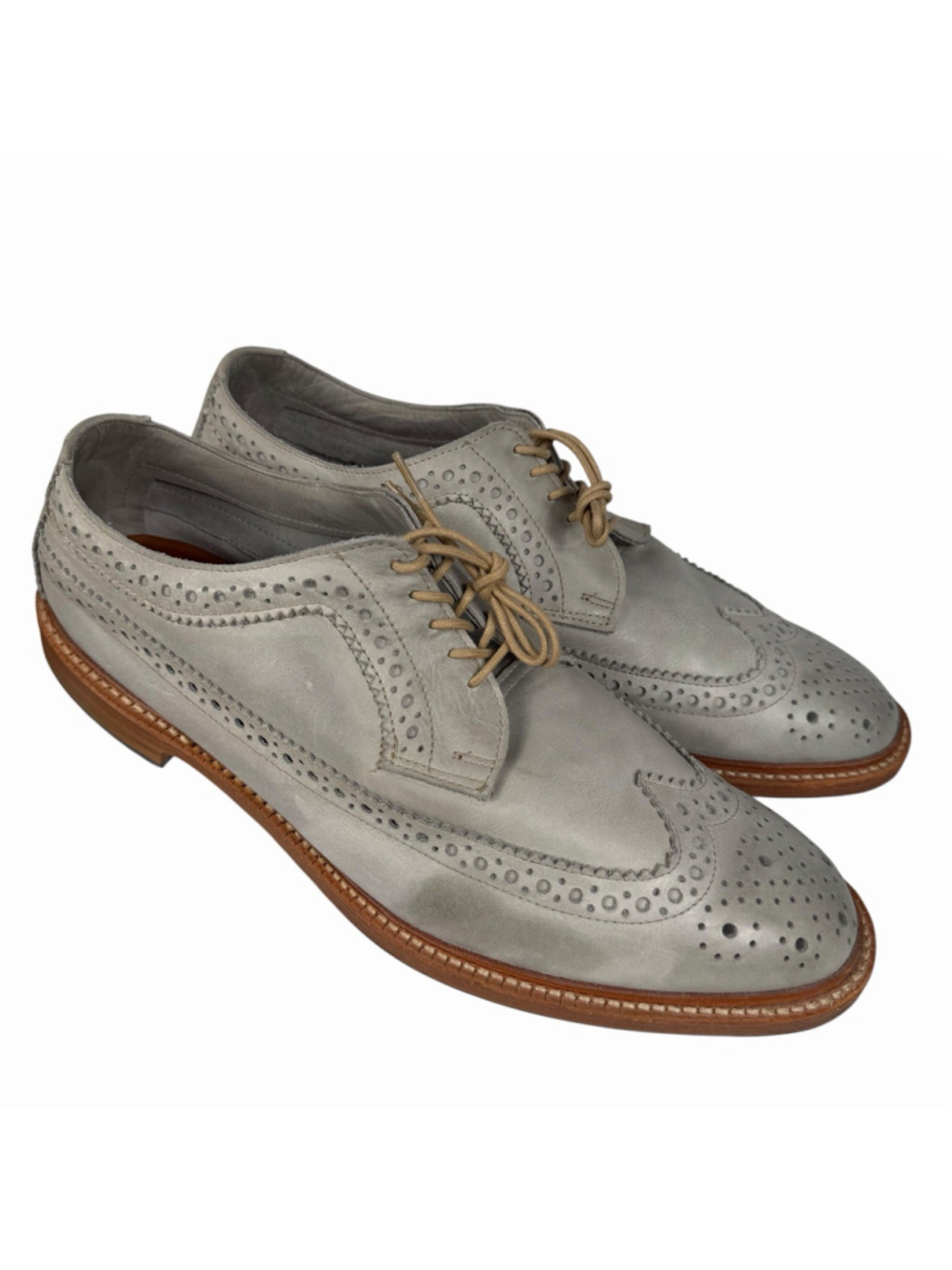 Allen Edmonds Banchory Nubuck Blue Gray Leather Wingtip Dress Shoes Men's 11.5